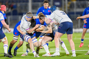 2022-02-25 - France's Esteban Capilla tried to break through the Scotland defence during the Under - 20 Six Nations 2022, rugby union match between Scotland and France on February 25, 2022 at the DAM Healthcare Stadium in Edinburgh, Scotland - UNDER - 20 SIX NATIONS 2022 - SCOTLAND VS FRANCE - WORLD CUP - RUGBY