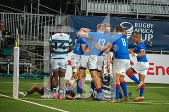 2022-07-06 - Namibia Team during the Rugby Africa Cup 2022, World Cup 2023 Qualifiers, Semi Final rugby union match between Namibia and Zimbabwe on July 6, 2022 at Maurice David stadium in Aix-en-Provence, France - RUGBY - WORLD CUP 2023 - QUALIFIERS - NAMIBIA V ZIMBABWE - WORLD CUP - RUGBY