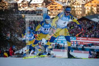 2022-12-17 - PONSILUOMA Martin and SAMUELSSON Sebastian and NELIN Jesper during the BMW IBU World Cup 2022, Annecy - Le Grand-Bornand, Men's 12,5 Km Pursuit, on December 17, 2022 in Le Grand-Bornand, France - BIATHLON - WORLD CUP - LE GRAND BORNAND - MEN'S 12,5 KM PURSUIT - BIATHLON - WINTER SPORTS