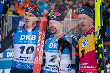 2022-12-17 - BOE Johannes Thingnes and LAEGREID Sturla Holm and CHRISTIANSEN Vetle Sjaastad during the BMW IBU World Cup 2022, Annecy - Le Grand-Bornand, Men's 12,5 Km Pursuit, on December 17, 2022 in Le Grand-Bornand, France - BIATHLON - WORLD CUP - LE GRAND BORNAND - MEN'S 12,5 KM PURSUIT - BIATHLON - WINTER SPORTS