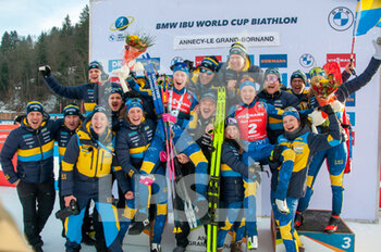 2022-12-17 - Sweden Team during the BMW IBU World Cup 2022, Annecy - Le Grand-Bornand, Women's 10 Km Pursuit, on December 17, 2022 in Le Grand-Bornand, France - BIATHLON - WORLD CUP - LE GRAND BORNAND - WOMEN'S 10 KM PURSUIT - BIATHLON - WINTER SPORTS