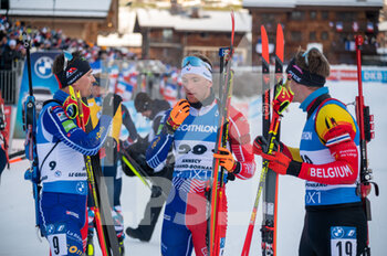 2022-12-18 - CLAUDE Fabien and CLAUDE Florent and CLAUDE Emilien during the BMW IBU World Cup 2022, Annecy - Le Grand-Bornand, Men's 15 Km Mass Start, on December 18, 2022 in Le Grand-Bornand, France - BIATHLON - WORLD CUP - LE GRAND BORNAND - MEN'S MASS START - BIATHLON - WINTER SPORTS