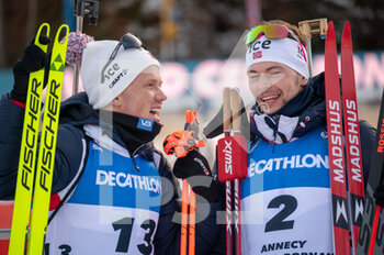 2022-12-18 - DALE Johannes and LAEGREID Sturla Holm during the BMW IBU World Cup 2022, Annecy - Le Grand-Bornand, Men's 15 Km Mass Start, on December 18, 2022 in Le Grand-Bornand, France - BIATHLON - WORLD CUP - LE GRAND BORNAND - MEN'S MASS START - BIATHLON - WINTER SPORTS