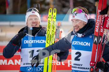 2022-12-18 - DALE Johannes and LAEGREID Sturla Holm during the BMW IBU World Cup 2022, Annecy - Le Grand-Bornand, Men's 15 Km Mass Start, on December 18, 2022 in Le Grand-Bornand, France - BIATHLON - WORLD CUP - LE GRAND BORNAND - MEN'S MASS START - BIATHLON - WINTER SPORTS