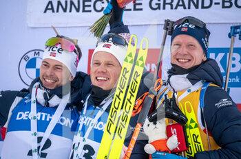 2022-12-18 - DALE Johannes and LAEGREID Sturla Holm and BOE Johannes Thingnes during the BMW IBU World Cup 2022, Annecy - Le Grand-Bornand, Men's 15 Km Mass Start, on December 18, 2022 in Le Grand-Bornand, France - BIATHLON - WORLD CUP - LE GRAND BORNAND - MEN'S MASS START - BIATHLON - WINTER SPORTS