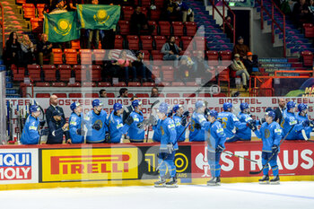 23/05/2022 - 23.05.2022, Helsinki, Helsinki Ice Hall, 2022 IIHF Ice Hockey World Championship: Kazakhstan - Italy, #44 Darren Dietz (Kazakhstan) celebrate his 1:0 goal - 2022 IIHF ICE HOCKEY WORLD CHAMPIONSHIP: KAZAKHSTAN - ITALY - HOCKEY SU GHIACCIO - SPORT INVERNALI