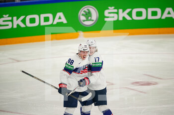 28/05/2022 - GOAL
GAUDETTE Adam , SCHMIDT Nate  (United States) 

 - IIHF ICE HOCKEY WORLD CHAMPIONSHIP - SEMIFINAL - FINLAND VS USA - HOCKEY SU GHIACCIO - SPORT INVERNALI