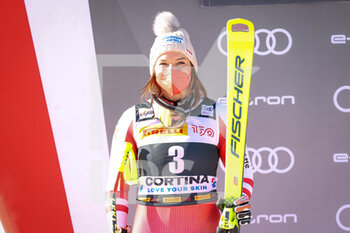 2022-01-22 - SIEBENHOFER Ramona (AUT) celebrates after winning the second place - 2022 FIS SKI WORLD CUP - WOMEN'S DOWN HILL - ALPINE SKIING - WINTER SPORTS