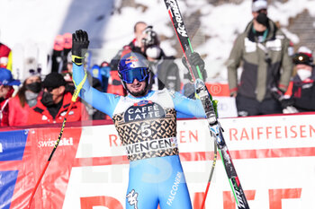 2022-01-14 - WENGEN, SWITZERLAND - JANUARY 15: Dominik Paris of Italy gestures during the 92nd Lauberhorn Race of FIS Alpine Ski World Cup on January 15, 2022 in Wengen, Switzerland. - 92ND LAUBERHORN RACE OF FIS ALPINE SKI WORLD CUP 2022 - ALPINE SKIING - WINTER SPORTS