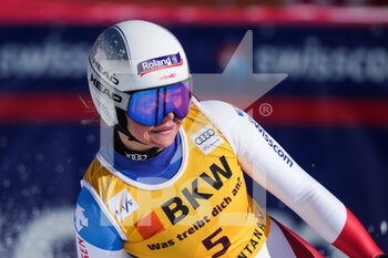 2022-02-26 - CRANS-MONTANA, SWITZERLAND - FEBRUARY 27: Corinne Suter of Switzerland during the Audi FIS Alpine Ski World Cup Crans-Montana Women’s Downhill on February 27, 2022 in Crans-Montana, Switzerland. - AUDI FIS ALPINE SKI WORLD CUP 2022 - WOMEN'S DOWNHILL - ALPINE SKIING - WINTER SPORTS