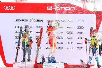2022-12-19 - The podium celebration with ODERMATT Marco (SUI), KRISTOFFERSEN Henrik (NOR) and KRANJEC Zan (SLO) - MEN GIANT SLALOM - ALPINE SKIING - WINTER SPORTS