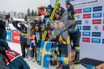 2022-12-16 - Swedish Podium during the BMW IBU World Cup 2022, Annecy - Le Grand-Bornand, Women's Sprint, on December 16, 2022 in Le Grand-Bornand, France - BIATHLON - WORLD CUP - LE GRAND BORNAND - WOMEN'S SPRINT - ALPINE SKIING - WINTER SPORTS