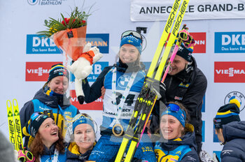 2022-12-16 - Swedish Team during the BMW IBU World Cup 2022, Annecy - Le Grand-Bornand, Women's Sprint, on December 16, 2022 in Le Grand-Bornand, France - BIATHLON - WORLD CUP - LE GRAND BORNAND - WOMEN'S SPRINT - ALPINE SKIING - WINTER SPORTS