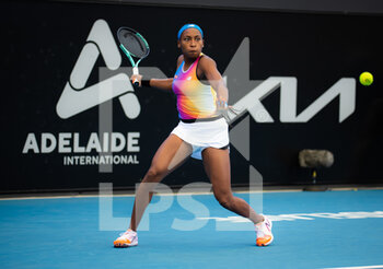 2022-01-04 - Cori Gauff of the United States in action during the first round against Ulrikke Eikeri of Norway at the 2022 Adelaide International WTA 500 tennis tournament on January 4, 2022 at Memorial Drive Tennis Centre in Adelaide, Australia - 2022 ADELAIDE INTERNATIONAL WTA 500 TENNIS TOURNAMENT - INTERNATIONALS - TENNIS