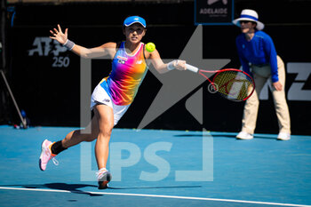 2022-01-04 - Misaki Doi of Japan in action during the first round against Kristina Kucova of Slovakia at the 2022 Adelaide International WTA 500 tennis tournament on January 4, 2022 at Memorial Drive Tennis Centre in Adelaide, Australia - 2022 ADELAIDE INTERNATIONAL WTA 500 TENNIS TOURNAMENT - INTERNATIONALS - TENNIS