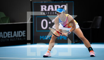 2022-01-06 - Misaki Doi of Japan in action during the second round against Anastasia Gasanova of Russia at the 2022 Adelaide International WTA 500 tennis tournament on January 6, 2022 at Memorial Drive Tennis Centre in Adelaide, Australia - 2022 ADELAIDE INTERNATIONAL WTA 500 TENNIS TOURNAMENT - INTERNATIONALS - TENNIS