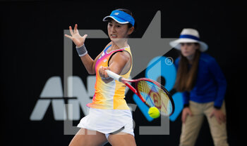 2022-01-06 - Misaki Doi of Japan in action during the second round against Anastasia Gasanova of Russia at the 2022 Adelaide International WTA 500 tennis tournament on January 6, 2022 at Memorial Drive Tennis Centre in Adelaide, Australia - 2022 ADELAIDE INTERNATIONAL WTA 500 TENNIS TOURNAMENT - INTERNATIONALS - TENNIS