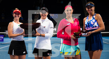 2022-01-09 - Ashleigh Barty of Australia & Storm Sanders of Australia and Andreja Klepac of Slovenia & Darija Jurak Schreiber of Croatia with their runner-up trophies after the doubles final of the 2022 Adelaide International WTA 500 tennis tournament on January 9, 2022 at Memorial Drive Tennis Centre in Adelaide, Australia - 2022 ADELAIDE INTERNATIONAL WTA 500 TENNIS TOURNAMENT - INTERNATIONALS - TENNIS