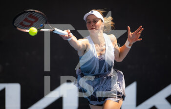 2022-01-18 - Liudmila Samsonova of Russia in action against Emina Bektas of the United States during the first round of the 2022 Australian Open, WTA Grand Slam tennis tournament on January 18, 2022 at Melbourne Park in Melbourne, Australia - 2022 AUSTRALIAN OPEN, WTA GRAND SLAM TENNIS TOURNAMENT - INTERNATIONALS - TENNIS