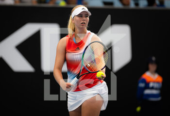 2022-01-18 - Clara Tauson of Denmark in action against Astra Sharma of Australia during the first round of the 2022 Australian Open, WTA Grand Slam tennis tournament on January 18, 2022 at Melbourne Park in Melbourne, Australia - 2022 AUSTRALIAN OPEN, WTA GRAND SLAM TENNIS TOURNAMENT - INTERNATIONALS - TENNIS