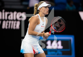 2022-01-18 - Angelique Kerber of Germany in action against Kaia Kanepi of Estonia during the first round of the 2022 Australian Open, WTA Grand Slam tennis tournament on January 18, 2022 at Melbourne Park in Melbourne, Australia - 2022 AUSTRALIAN OPEN, WTA GRAND SLAM TENNIS TOURNAMENT - INTERNATIONALS - TENNIS