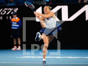 2022-01-18 - Kaia Kanepi of Estonia in action against Angelique Kerber of Germany during the first round of the 2022 Australian Open, WTA Grand Slam tennis tournament on January 18, 2022 at Melbourne Park in Melbourne, Australia - 2022 AUSTRALIAN OPEN, WTA GRAND SLAM TENNIS TOURNAMENT - INTERNATIONALS - TENNIS