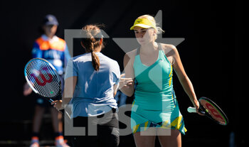 2022-01-19 - Sania Mirza of India & Nadiia Kichenok of Ukraine in action during the first round of doubles at the 2022 Australian Open, WTA Grand Slam tennis tournament on January 19, 2022 at Melbourne Park in Melbourne, Australia - 2022 AUSTRALIAN OPEN, WTA GRAND SLAM TENNIS TOURNAMENT - INTERNATIONALS - TENNIS