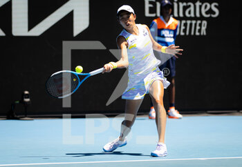 2022-01-22 - Shuai Zhang of China in action against Elise Mertens of Belgium during the third round at the 2022 Australian Open, WTA Grand Slam tennis tournament on January 22, 2022 at Melbourne Park in Melbourne, Australia - 2022 AUSTRALIAN OPEN, WTA GRAND SLAM TENNIS TOURNAMENT - INTERNATIONALS - TENNIS