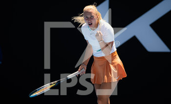 2022-01-23 - Anastasia Potapova of Russia in action during the second round of doubles at the 2022 Australian Open, WTA Grand Slam tennis tournament on January 23, 2022 at Melbourne Park in Melbourne, Australia - 2022 AUSTRALIAN OPEN, WTA GRAND SLAM TENNIS TOURNAMENT - INTERNATIONALS - TENNIS