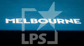 2022-01-24 - Melbourne Logo during the fourth round at the 2022 Australian Open, WTA Grand Slam tennis tournament on January 24, 2022 at Melbourne Park in Melbourne, Australia - 2022 AUSTRALIAN OPEN, WTA GRAND SLAM TENNIS TOURNAMENT - INTERNATIONALS - TENNIS