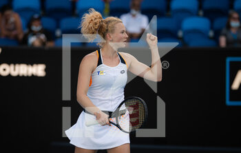 2022-01-24 - Katerina Siniakova of the Czech Republic in action during the third round of doubles at the 2022 Australian Open, WTA Grand Slam tennis tournament on January 24, 2022 at Melbourne Park in Melbourne, Australia - 2022 AUSTRALIAN OPEN, WTA GRAND SLAM TENNIS TOURNAMENT - INTERNATIONALS - TENNIS