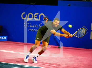 2022-02-02 - Jo-Wilfried Tsonga of France in action against Filip Krajinovic of Serbia during the Open Sud de France 2022, ATP 250 tennis tournament on February 2, 2022 at Sud de France Arena in Montpellier, France - OPEN SUD DE FRANCE 2022, ATP 250 TENNIS TOURNAMENT - INTERNATIONALS - TENNIS