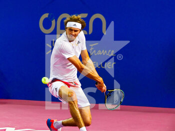2022-02-05 - Alexander Zverev of Germany in action against Mikael Ymer of Sweden during the semi-finals at the Open Sud de France 2022, ATP 250 tennis tournament on February 5, 2022 at Sud de France Arena in Montpellier, France - OPEN SUD DE FRANCE 2022, ATP 250 TENNIS TOURNAMENT - INTERNATIONALS - TENNIS