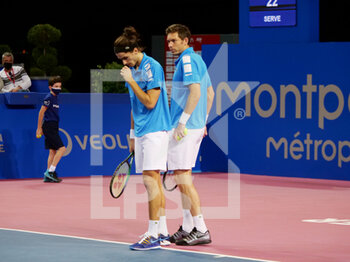 2022-02-06 - Pierre-Hughes Herbert and Nicolas Mahut of France during the Double final at the Open Sud de Fance 2022, ATP 250 tennis tournament on February 6, 2022 at Sud de France Arena in Montpellier France - OPEN SUD DE FRANCE 2022, ATP 250 TENNIS TOURNAMENT - INTERNATIONALS - TENNIS