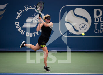 2022-02-13 - Clara Tauson of Denmark in action during the second round of qualifications at the 2022 Dubai Duty Free Tennis Championships WTA 1000 tennis tournament on February 13, 2022 at The Aviation Club Tennis Centre in Dubai, UAE - 2022 DUBAI DUTY FREE TENNIS CHAMPIONSHIPS WTA 1000 TENNIS TOURNAMENT - INTERNATIONALS - TENNIS