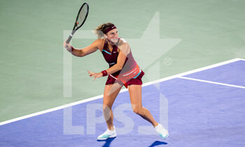 2022-02-15 - Aryna Sabalenka of Belarus in action against Marta Kostiuk of Ukraine during the first round of the 2022 Dubai Duty Free Tennis Championships WTA 1000 tennis tournament on February 15, 2022 at The Aviation Club Tennis Centre in Dubai, UAE - 2022 DUBAI DUTY FREE TENNIS CHAMPIONSHIPS WTA 1000 TENNIS TOURNAMENT - INTERNATIONALS - TENNIS