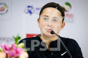 2022-02-16 - Jelena Ostapenko of Latvia talks to the media after the second round of the 2022 Dubai Duty Free Tennis Championships WTA 1000 tennis tournament on February 16, 2022 at The Aviation Club Tennis Centre in Dubai, UAE - 2022 DUBAI DUTY FREE TENNIS CHAMPIONSHIPS WTA 1000 TENNIS TOURNAMENT - INTERNATIONALS - TENNIS