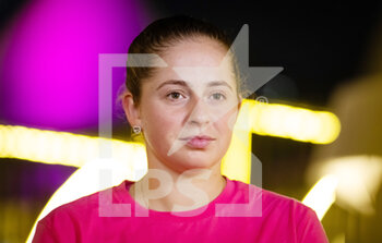 2022-02-24 - Jelena Ostapenko of Latvia talks to the media after the quarter-final of the 2022 Qatar TotalEnergies Open, WTA 1000 tennis tournament on February 24, 2022 at Khalifa tennis and squash complex in Doha, Qatar - 2022 QATAR TOTALENERGIES OPEN, WTA 1000 TENNIS TOURNAMENT - INTERNATIONALS - TENNIS