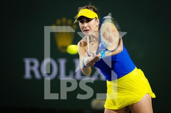 2022-03-11 - Belinda Bencic of Switzerland in action against Kaia Kanepi of Estonia during the second round of the 2022 BNP Paribas Open, WTA 1000 tennis tournament on March 11, 2022 at Indian Wells Tennis Garden in Indian Wells, USA - 2022 BNP PARIBAS OPEN, WTA 1000 TENNIS TOURNAMENT - INTERNATIONALS - TENNIS