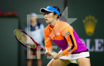 2022-03-11 - Misaki Doi of Japan in action against Madison Keys of the United States during the second round of the 2022 BNP Paribas Open, WTA 1000 tennis tournament on March 11, 2022 at Indian Wells Tennis Garden in Indian Wells, USA - 2022 BNP PARIBAS OPEN, WTA 1000 TENNIS TOURNAMENT - INTERNATIONALS - TENNIS
