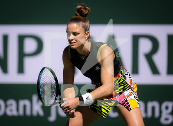 2022-03-14 - Maria Sakkari of Greece in action against Petra Kvitova of the Czech Republic during the third round of the 2022 BNP Paribas Open, WTA 1000 tennis tournament on March 14, 2022 at Indian Wells Tennis Garden in Indian Wells, USA - 2022 BNP PARIBAS OPEN, WTA 1000 TENNIS TOURNAMENT - INTERNATIONALS - TENNIS