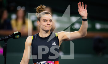 2022-03-18 - Maria Sakkari of Greece in action against Paula Badosa of Spain during the semi-final of the 2022 BNP Paribas Open, WTA 1000 tennis tournament on March 18, 2022 at Indian Wells Tennis Garden in Indian Wells, USA - 2022 BNP PARIBAS OPEN, WTA 1000 TENNIS TOURNAMENT - INTERNATIONALS - TENNIS