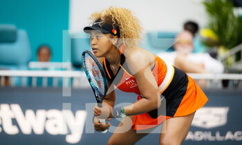 2022-03-24 - Naomi Osaka of Japan in action against Angelique Kerber of Germany during the second round of the 2022 Miami Open, WTA Masters 1000 tennis tournament on March 24, 2022 at Hard Rock stadium in Miami, USA - 2022 MIAMI OPEN, WTA MASTERS 1000 TENNIS TOURNAMENT - INTERNATIONALS - TENNIS