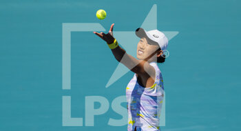 2022-03-27 - Shuai Zhang of China in action against Cori Gauff of the United States during her third round match at the 2022 Miami Open, WTA Masters 1000 tennis tournament on March 27, 2022 at Hard Rock stadium in Miami, USA - 2022 MIAMI OPEN, WTA MASTERS 1000 TENNIS TOURNAMENT - INTERNATIONALS - TENNIS