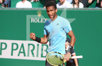 2022-04-13 - Félix Auger-Aliassime of Canada during the Rolex Monte-Carlo Masters 2022, ATP Masters 1000 tennis tournament on April 13, 2022 at Monte-Carlo Country Club in Roquebrune-Cap-Martin, France - ROLEX MONTE-CARLO MASTERS 2022, ATP MASTERS 1000 TENNIS TOURNAMENT - INTERNATIONALS - TENNIS