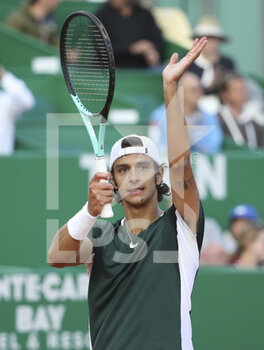 2022-04-13 - Lorenzo Musetti of Italia celebrates his victory over Felix Auger-Aliassime of Canada during day 4 of the Rolex Monte-Carlo Masters 2022, an ATP Masters 1000 tennis tournament on April 13, 2022, held at the Monte-Carlo Country Club in Roquebrune-Cap-Martin, France - ROLEX MONTE-CARLO MASTERS 2022, ATP MASTERS 1000 TENNIS TOURNAMENT - INTERNATIONALS - TENNIS