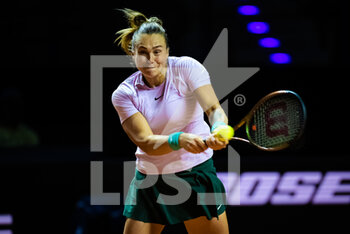 2022-04-21 - Aryna Sabalenka of Belarus in action against Bianca Andreescu of Canada during the second round of the 2022 Porsche Tennis Grand Prix WTA 500 tennis tournament on April 21, 2022 at the Porsche Arena in Stuttgart, Germany - 2022 PORSCHE TENNIS GRAND PRIX WTA 500 TENNIS TOURNAMENT - INTERNATIONALS - TENNIS