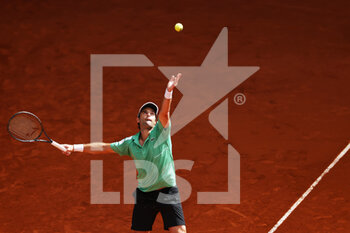2022-04-30 - Pablo Andujar of Spain in action against Ugo Humbert of France during the Mutua Madrid Open 2022 tennis tournament on April 30, 2022 at Caja Magica stadium in Madrid, Spain - MUTUA MADRID OPEN 2022 TENNIS TOURNAMENT - INTERNATIONALS - TENNIS