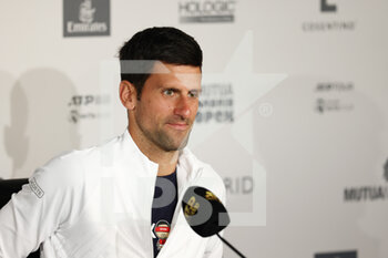 2022-05-01 - Novak Djokovic of Serbia during the press conference at the Mutua Madrid Open 2022 tennis tournament on May 1, 2022 at Caja Magica stadium in Madrid, Spain - MUTUA MADRID OPEN 2022 TENNIS TOURNAMENT - INTERNATIONALS - TENNIS