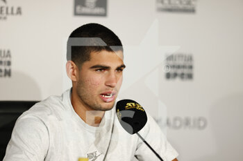 2022-05-01 - Carlos Alcaraz of Spain during the press conference at the Mutua Madrid Open 2022 tennis tournament on May 1, 2022 at Caja Magica stadium in Madrid, Spain - MUTUA MADRID OPEN 2022 TENNIS TOURNAMENT - INTERNATIONALS - TENNIS